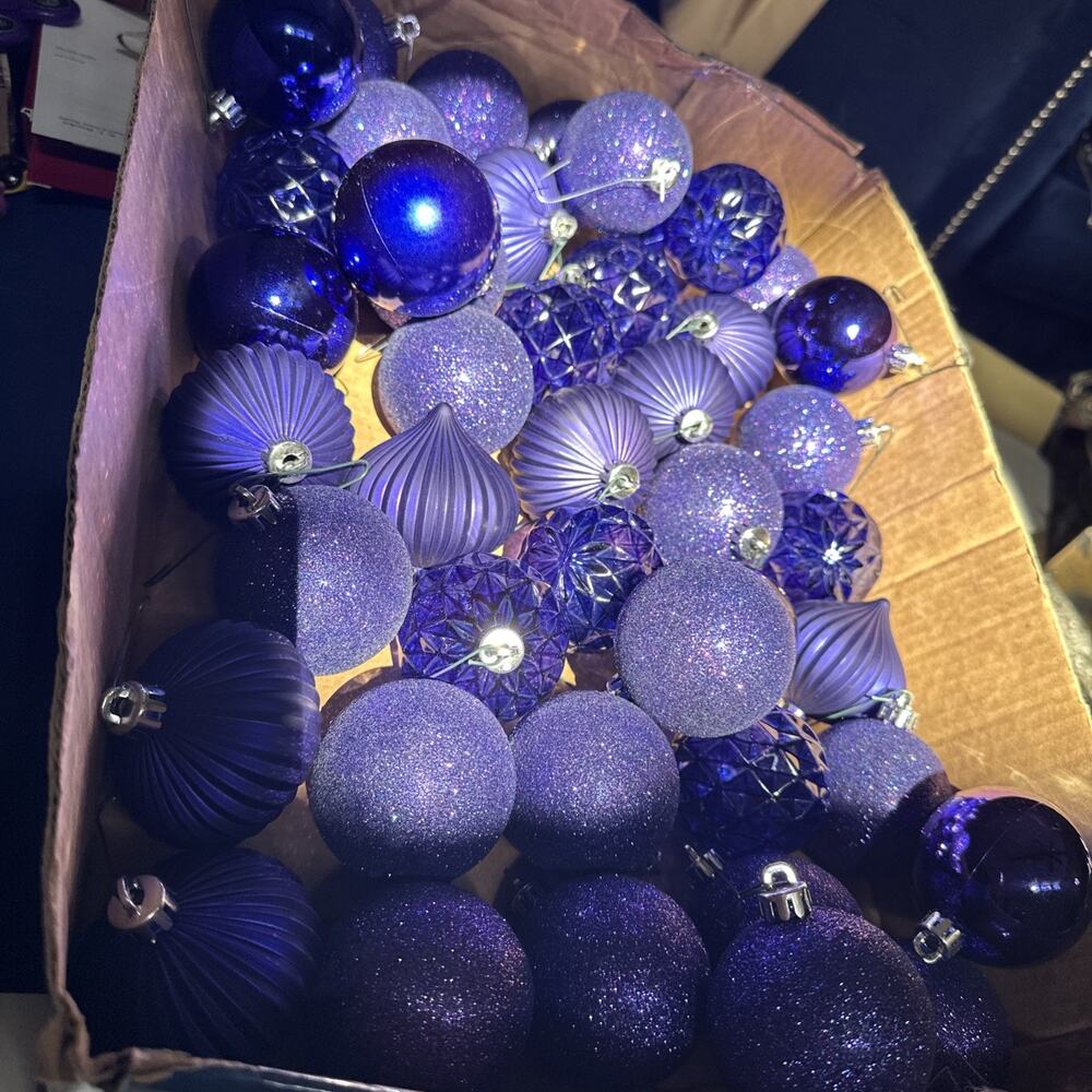 50+ Peacock Christmas Halloween Purple Shiny Glitter Ball‎ Ornaments Decor